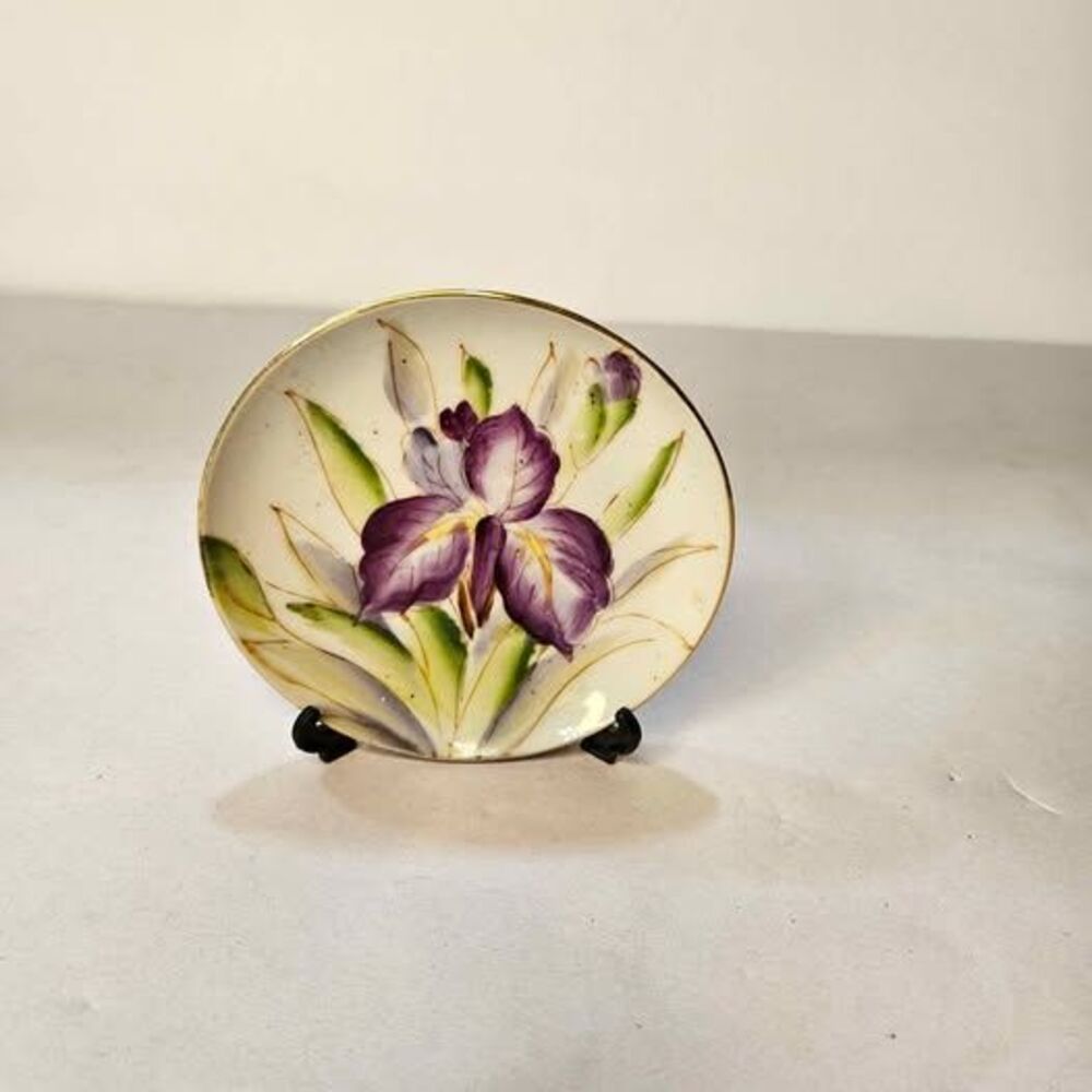 Mini Hand Painted Royal Lundy Japan Iris Decorative Plate